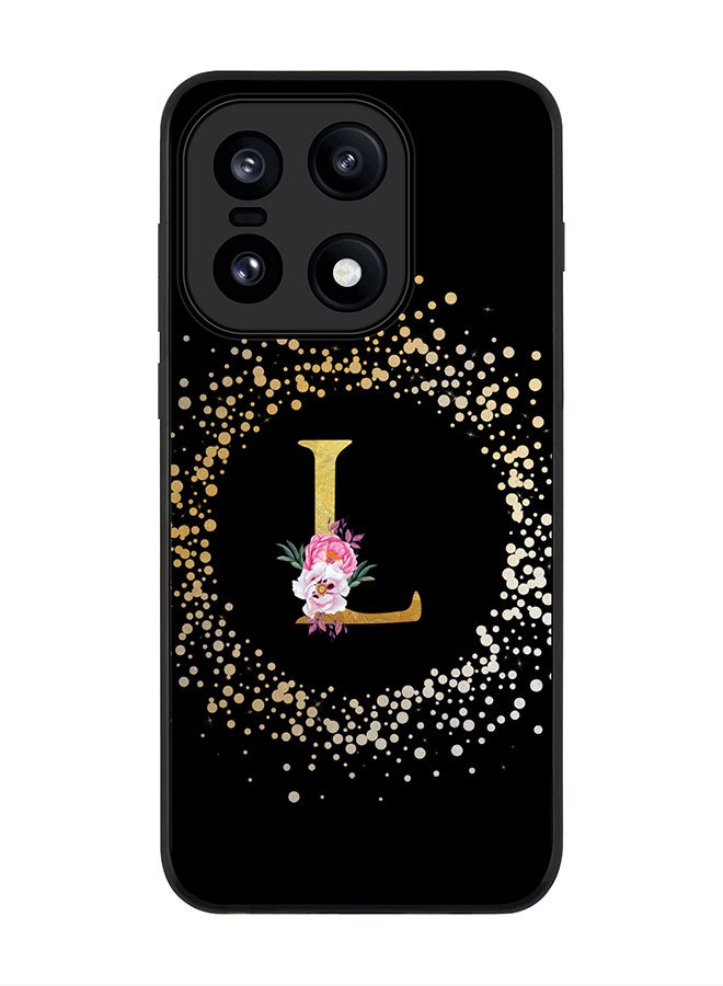 For OnePlus 15 Case,Slim fit Camera Protection, Shockproof Thin Phone cover  - Custom Monogram Floral - L ( Black )